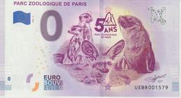 Billet Touristique 0 Euro Souvenir France 75 Parc Zoologique Paris 2019-4 UEBR001579 - Pruebas Privadas