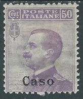 1912 EGEO CASO EFFIGIE 50 CENT MH * - RA3-4 - Ägäis (Caso)