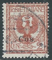 1912 EGEO COO USATO AQUILA 2 CENT - RA4-9 - Ägäis (Coo)