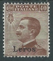 1912 EGEO LERO EFFIGIE 40 CENT MH * - RA3 - Egeo (Lero)