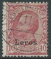 1912 EGEO LERO USATO EFFIGIE 10 CENT - RA4-9 - Aegean (Lero)