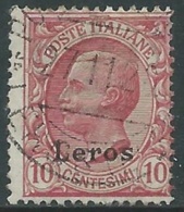 1912 EGEO LERO USATO EFFIGIE 10 CENT - RA4-9 - Egeo (Lero)