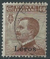 1912 EGEO LERO USATO EFFIGIE 40 CENT - RA4-9 - Egée (Lero)