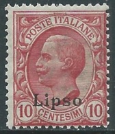 1912 EGEO LIPSO EFFIGIE 10 CENT MNH ** - RA3-7 - Egeo (Lipso)
