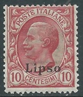 1912 EGEO LIPSO EFFIGIE 10 CENT MNH ** - RA3-8 - Egeo (Lipso)