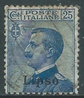 1912 EGEO LIPSO USATO EFFIGIE 25 CENT - RA4-9 - Egée (Lipso)
