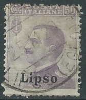 1912 EGEO LIPSO USATO EFFIGIE 50 CENT - RA4-9 - Egée (Lipso)