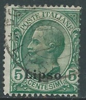 1912 EGEO LIPSO USATO EFFIGIE 5 CENT - RA4-9 - Egeo (Lipso)