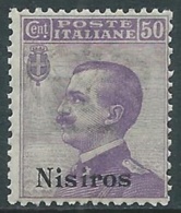 1912 EGEO NISIRO EFFIGIE 50 CENT MNH ** - RA3-6 - Egeo (Nisiro)