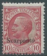 1912 EGEO SCARPANTO EFFIGIE 10 CENT MNH ** - RA3-8 - Aegean (Scarpanto)