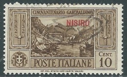 1932 EGEO NISIRO USATO GARIBALDI 10 CENT - RA4 - Aegean (Nisiro)