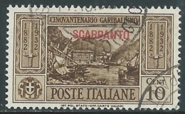 1932 EGEO PATMO USATO GARIBALDI 10 CENT - RA4-2 - Aegean (Patmo)