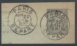 Lot N°49650  Entier, 10c/fragment, Oblit Cachet à Date De PARIS DEPART - 1876-1898 Sage (Tipo II)