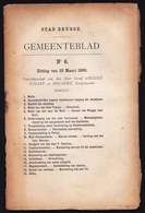 GEMEENTEBLAD STAD BRUGGE  Zitting Schepencollege 10/03/1900 * Zr. Informatief Met O.a. Aanleg Nieuwe Straten SCHEEPSDALE - Historical Documents