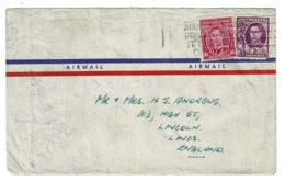 Ref 1310 - Australia KGVI Airmail Cover - 1/6d Rate To Lincoln UK - Brieven En Documenten