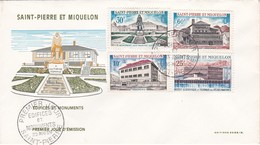 FDC PREMIER JOUR  387 à 390 Edifices Monuments 30-05-1969 Saint-Pierre Et Miquelon - FDC