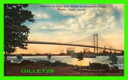 WINDSOR, ONTARIO - SUNSET ON THE DETROIT RIVER SHOWINGTHE AMBASSADOR BRIDGE -  TRAVEL IN 1955 - - Windsor