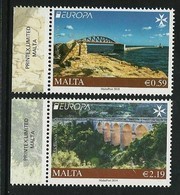 MALTA  -EUROPA 2018 - PUENTES.- BRIDGES - BRÜCKEN - PONTS".- SERIE De 2 V. - 2018