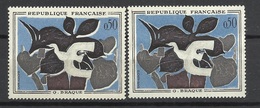 France  N° 1344 Et 1344a Blanc Et Noir Décalés Neufs  * * TB =  MNH VF  - Unused Stamps