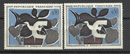 France  N° 1344 Et 1344a Blanc Et Noir Décalés Neufs  * * TB =  MNH VF  - Ongebruikt