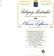 Etiquette Vin Puligny-Montrachet 1998. Olivier Leflaive. Avec Contre-étiquette. - Bourgogne