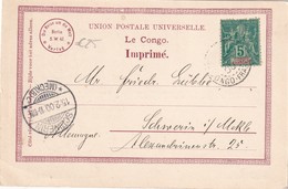 CONGO FRANCAIS 1900 CARTE POSTALE POUR SCHWERIN  PORTEUSES EAU+ OUVRIERES PAVILLON DU GOUVERNEUR - Covers & Documents