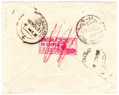 1935 Taxierter Brie Aus Alexandria Nach Karachi; Rückseitig 1 P British Forces Marke; Knitterig - Cartas & Documentos