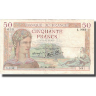 France, 50 Francs, Cérès, 1938, 1938-11-03, TTB, Fayette:18.18, KM:85b - 50 F 1934-1940 ''Cérès''