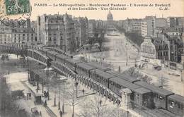 75-PARIS- LE METROPOLITAIN, BLD PASTEUR, L'AVENUE DE BRETEUIL ET LES INVALIDES, VUE GENERALE - Pariser Métro, Bahnhöfe