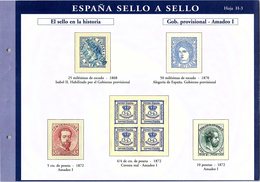 SPAÑA SELLO A SELLO. COLECCIÓN LIMITADA Y NUMERADA. Hoja H-3  EL SELLO EN LA HISTORIA - Prove & Ristampe