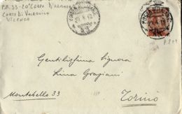 FRANCHIGIA POSTA MILITARE 33 1918 CONTRADA CORTE DI VALROVINA X TORINO - Posta Militare (PM)