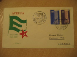 ANKARA 1958 Flag Avrupa Pulu FDC Cancel Cover TURKEY - Cartas & Documentos