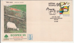 Ass, Donkey, Goat, Cow, Animail, Tree Environment Protection, Pollution Impct, , ECOPEX 95, Philately Exhibition 1995 - Burros Y Asnos