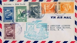 1941 , GUINEA PORTUGUESA , PAN AMERICAN AIRWAYS - PRIMER VUELO BOLAMA - NEW YORK , LLEGADA AL DORSO - Guinea Portuguesa