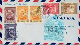 1941 , GUINEA PORTUGUESA , PAN AMERICAN AIRWAYS - PRIMER VUELO BOLAMA - TRINIDAD , LLEGADA AL DORSO - Guinée Portugaise