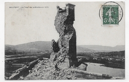 (RECTO / VERSO) BELFORT EN 1909 - LA TOUR DE LA MIOTTE EN 1870 - BEAU CACHET - CPA VOYAGEE - Belfort – Siège De Belfort