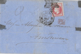 1868 - LETTRE SC 2° ECH De PARIS => AMSTERDAM (PAYS-BAS) - 1863-1870 Napoléon III Lauré