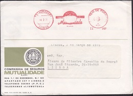 Cover + Mechanical Franchise With Advertising - COMPANHIA DE SEGUROS MUTUALIDADE / Lisboa, 1975 - Franking Machines (EMA)