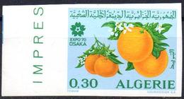 ALGERIA - 1970 - 1v - Imperf - Non Dentelé - Osaka Universal Expo Alimentation - Oranges Fruits Orangen Früchte Frutas - 1970 – Osaka (Japon)