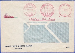 Cover + Mechanical Franchise With Advertising - BANCO PINTO & SOTTO MAYOR / Lisboa, 1966 - Franking Machines (EMA)