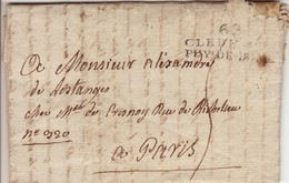 PUY DE DOME - 62 Clermont Puy De Dome - Lettre à Paris-PD 33x13- Tm5 N - 1803 - 1792-1815: Conquered Departments