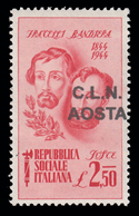 Italia - Comitato Liberazione Nazionale - FRATELLI BANDIERA:  Lire 2,50 Carminio / AOSTA - 1945 - Centraal Comité Van Het Nationaal Verzet (CLN)