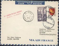 YT 979 + 1004 CAD Paris Gare PLM Avion 15 1 55 Aviation Cachet 1ere Liaison Postale Aérienne Alger El Oued 1955 - 1960-.... Brieven & Documenten