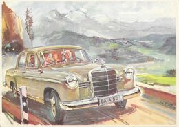 Automobile: Illustration Signée (?) Mercedes-Benz 180 - Carte Non Circulée - Voitures De Tourisme