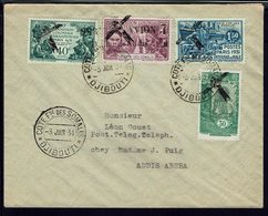 Côte Des Somalis -1931 - Affr. 126 + 137 + 138 + 140 Surchargés Croix Forme Avion, Sur Env. De Djibouti Pour Addis-Abéba - Brieven En Documenten
