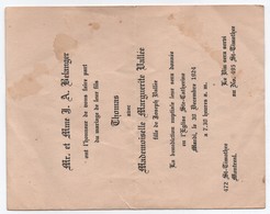 Faire-part De Mariage /Thomas BELLANGER- Marguerite VALLEE/ Eglise Sainte Catherine /Montréal/ Québec/CANADA/1924  FPM47 - Annunci Di Nozze