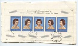 New Zealand 1985 Piece Scott 620 Queen Elizabeth II S/S, Glen Eden Postmarks - Cartas & Documentos