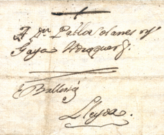 D.P. 5. 1803. Carta De Mora D'Ebre A Lleida. Sin Marcas Postales Y Aspado De Franqueo. Muy Interesante Y Rara. - ...-1850 Prephilately