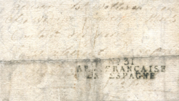 1810 (1 NOV). Carta De Pamplona A Francia. Marca "Nº 31 / ARM. FRANÇAISE / EN ESPAGNE" IX-49 En Negro. Porteo Mms "11" D - Francobolli Di Guerra