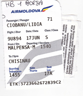 2019  , Avion Ticket , AirMoldova , Boarding Pass., Milano To Chisinau  , Malpensa , Used - Europa